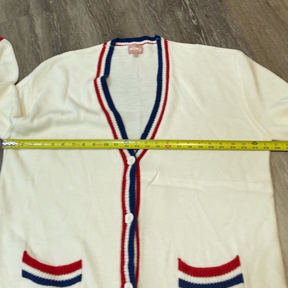 SHOW ME YOUR MUMU Lambert Cardigan womens 2XL Varsity USA Stripe Red White Blue - Picture 9 of 11